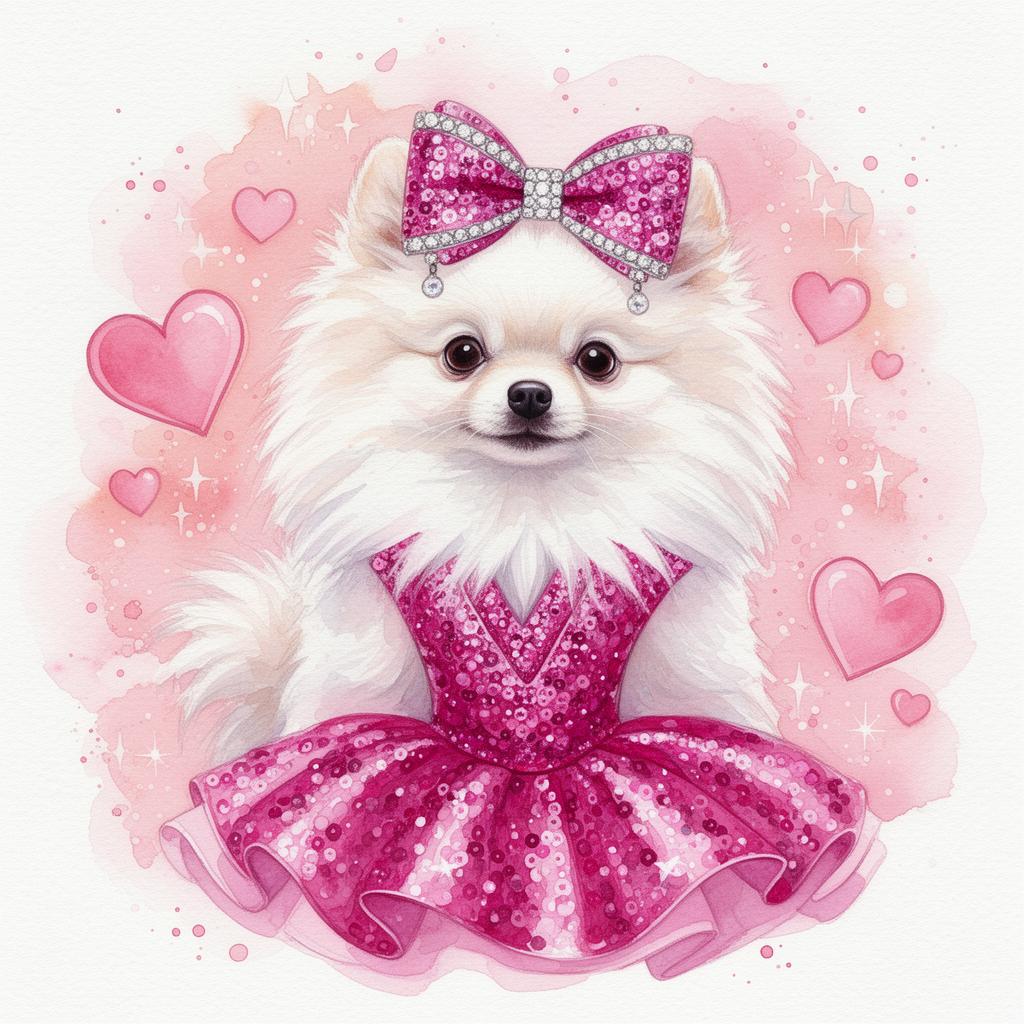 Barbie Glam pet portrait in Watercolor art style