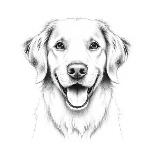 Pet portrait rendered in Black & White Sketch